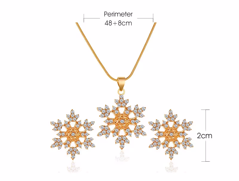3pcs Snowflake Necklace Set With Rhinestones Earrings And Clavicle Chain Pendant Necklace Valentine's Day Gift