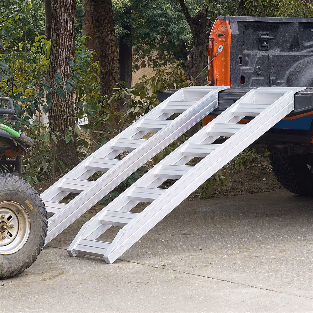 VEVOR Aluminum Ramps, 8810 Lbs, Heavy-duty Ramps With Top Hook Attaching End, Universal Loading Ramp For Motorcycle, Tractor, ATV UTV, Trucks, Lawn Mower, 72inL X 15inW, 2Pcs