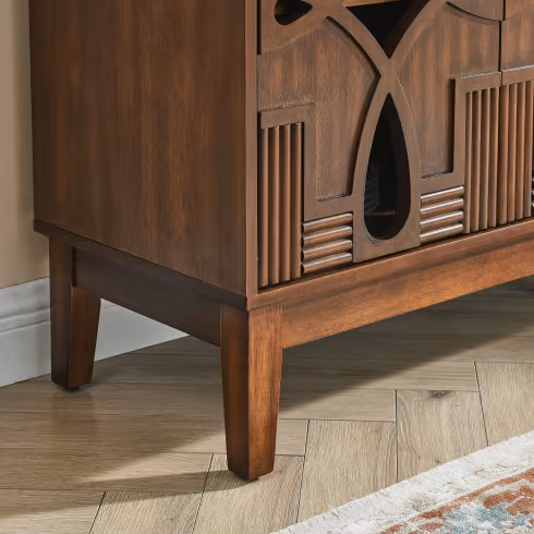 60.5 Mid Century Modern Sideboard Buffet Cabinet With Storage, TV Media Console Table, Storage Cabinet With 4 Doors Adjustable Shelves For Kitchen Dining Living Room Bedroom Entryway, Walnut