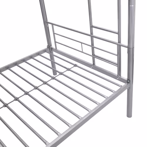 METAL BUNK BED WITH TRUNDLE SILVER