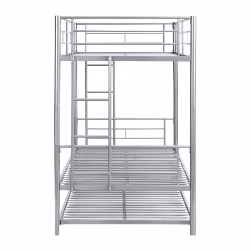 METAL BUNK BED WITH TRUNDLE SILVER