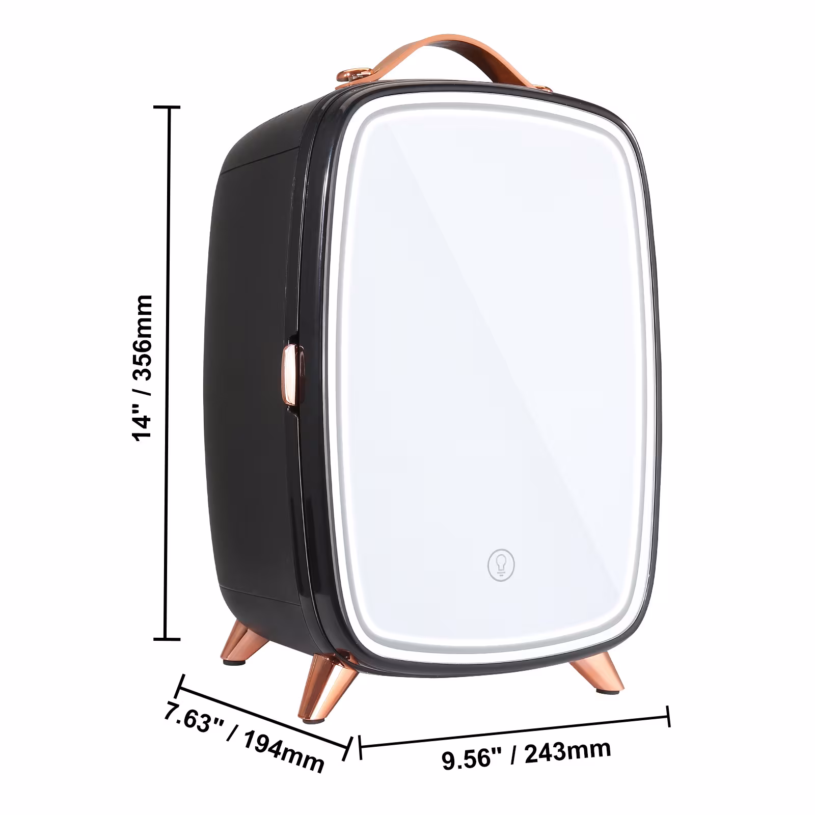 Vevor Mini Fridge, 6L Skincare Fridge With LED Light And HD Mirror, AC DC Makeup Fridges For Skin Care, Cosmetic Storage, Chill Face Mask Drink, Small Refrigerator For Bedroom Dorm Desktop, Black