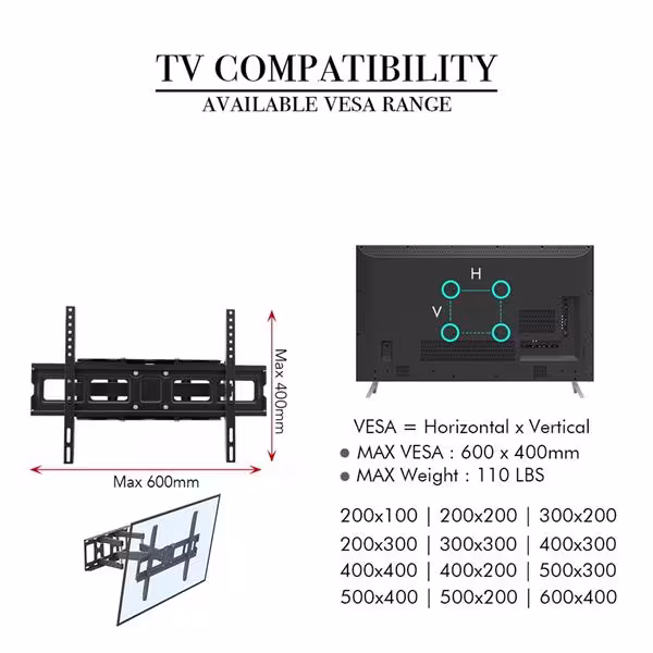 32-70 Inch Double Swing Large Base TV Stand