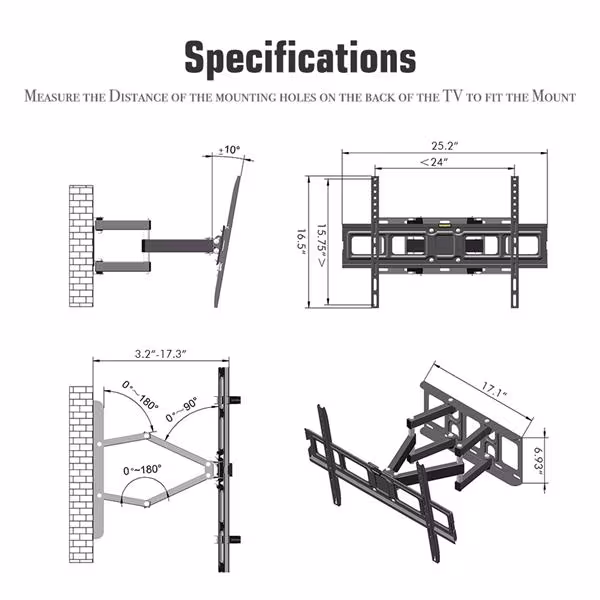 32-70 Inch Double Swing Large Base TV Stand
