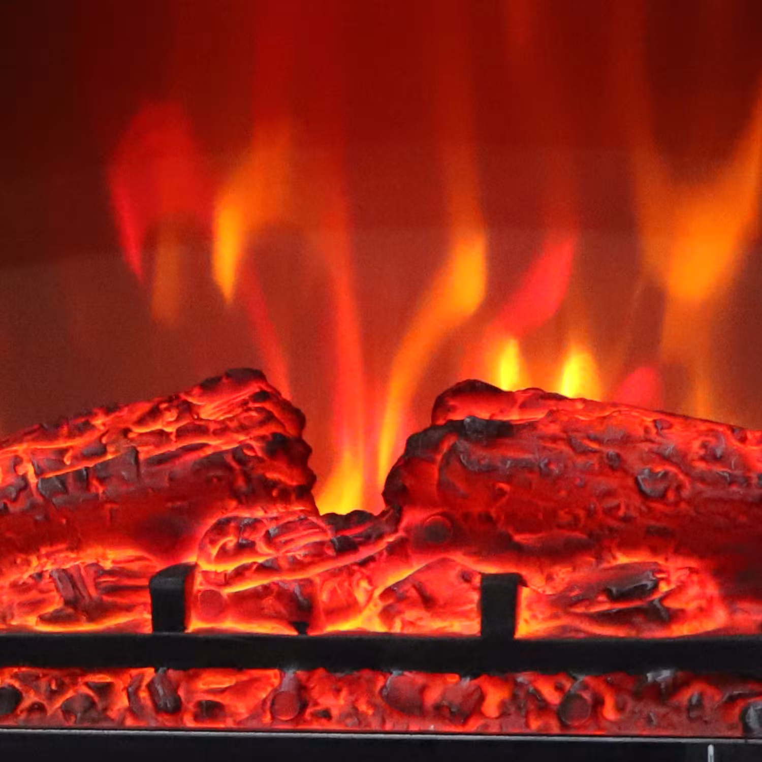 US SF507-17 120V 1400W 17in Fireplace, Black, Iron Sheet, Freestanding-Fake Firewood-Heating Wire