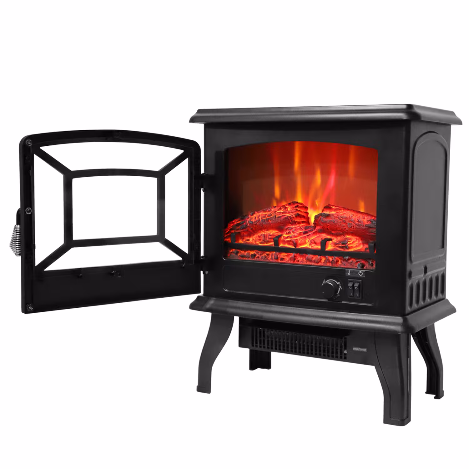 US SF507-17 120V 1400W 17in Fireplace, Black, Iron Sheet, Freestanding-Fake Firewood-Heating Wire