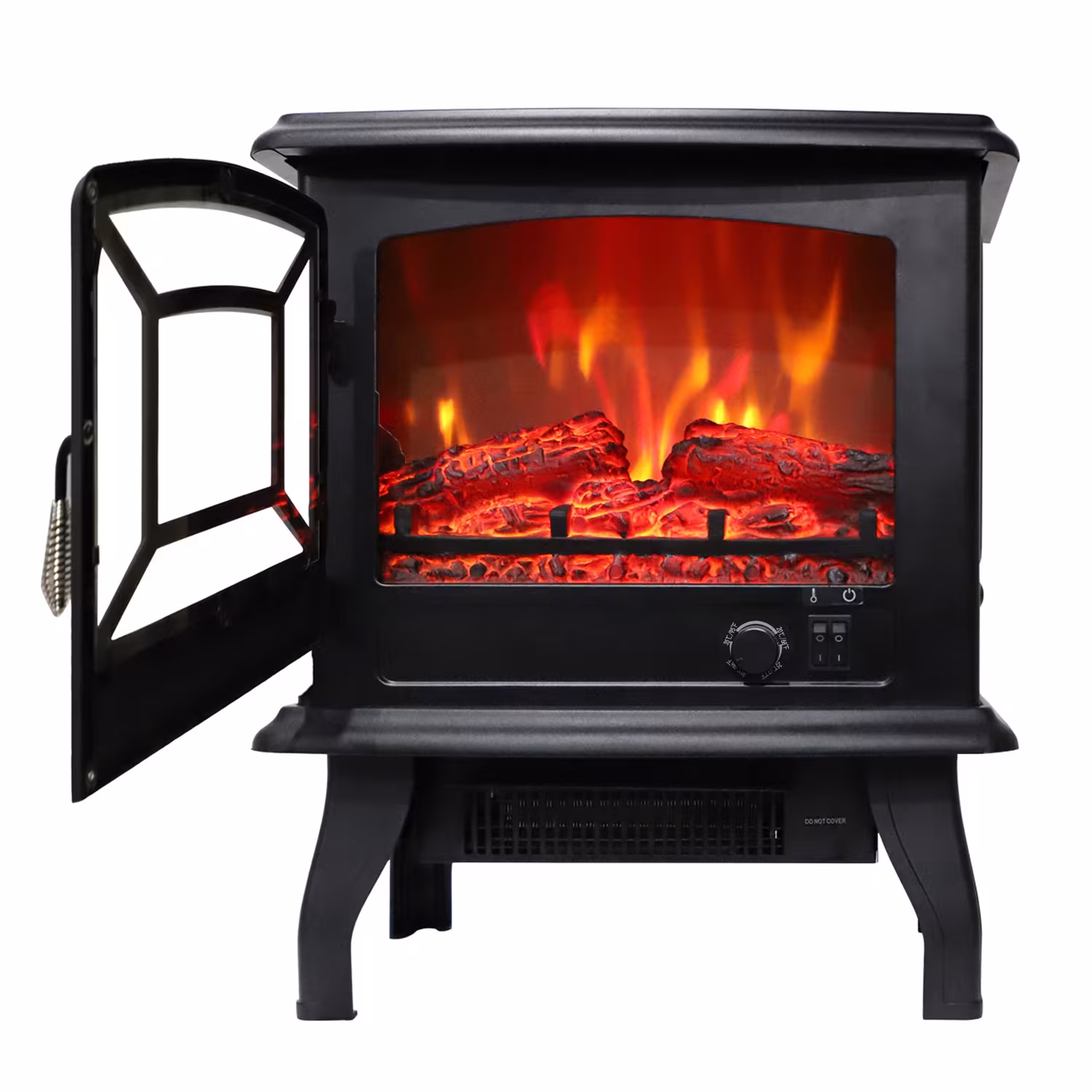 US SF507-17 120V 1400W 17in Fireplace, Black, Iron Sheet, Freestanding-Fake Firewood-Heating Wire