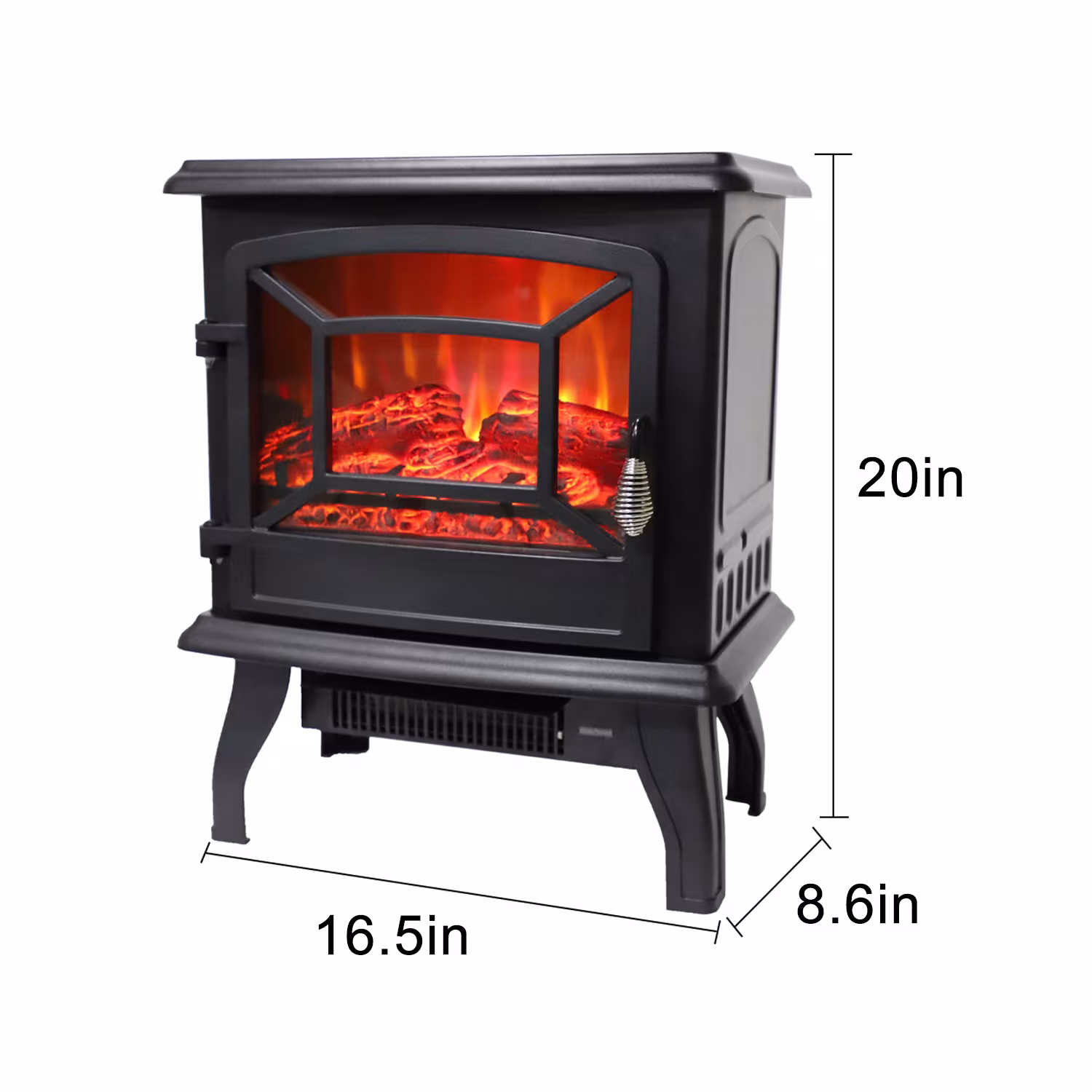 US SF507-17 120V 1400W 17in Fireplace, Black, Iron Sheet, Freestanding-Fake Firewood-Heating Wire