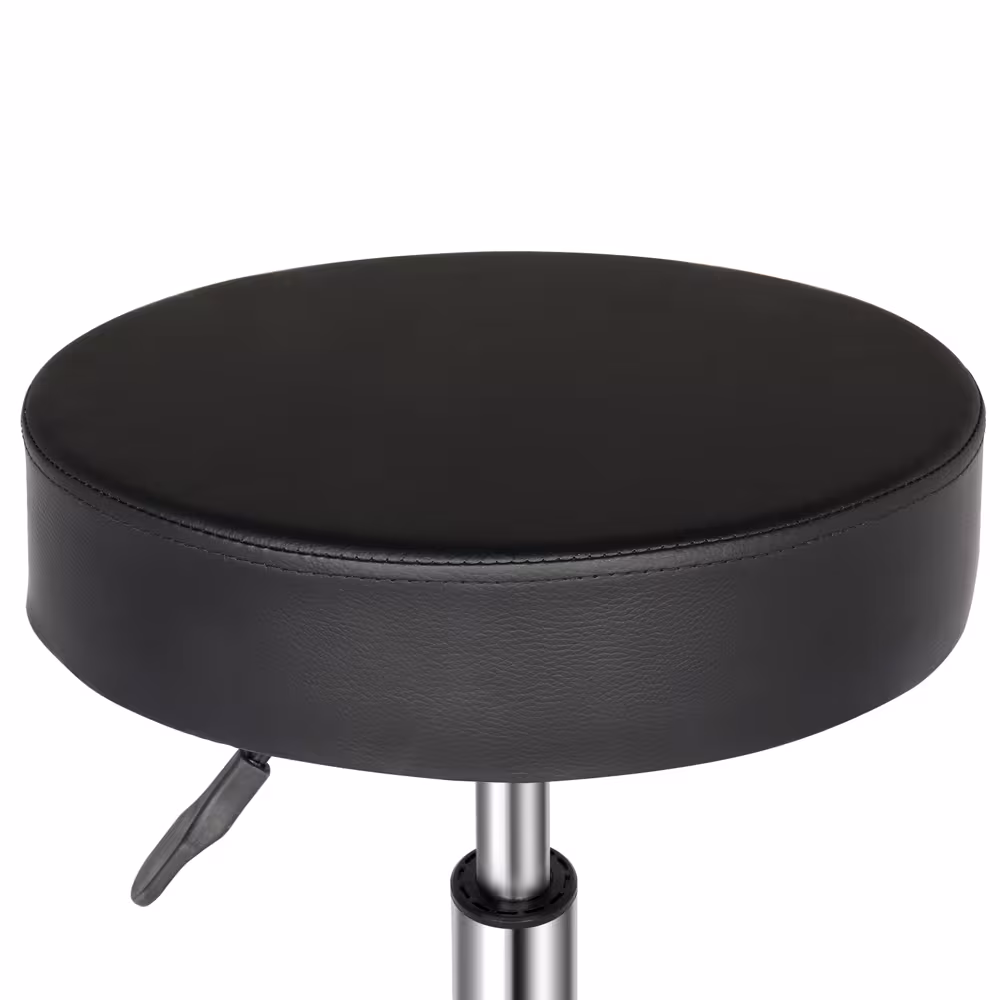 Semi-PU Leather SGS Certified Air Bar Shaped Cotton 8cm Thickness Nylon Wheel 150kg Black Technician Stool Round Cushion