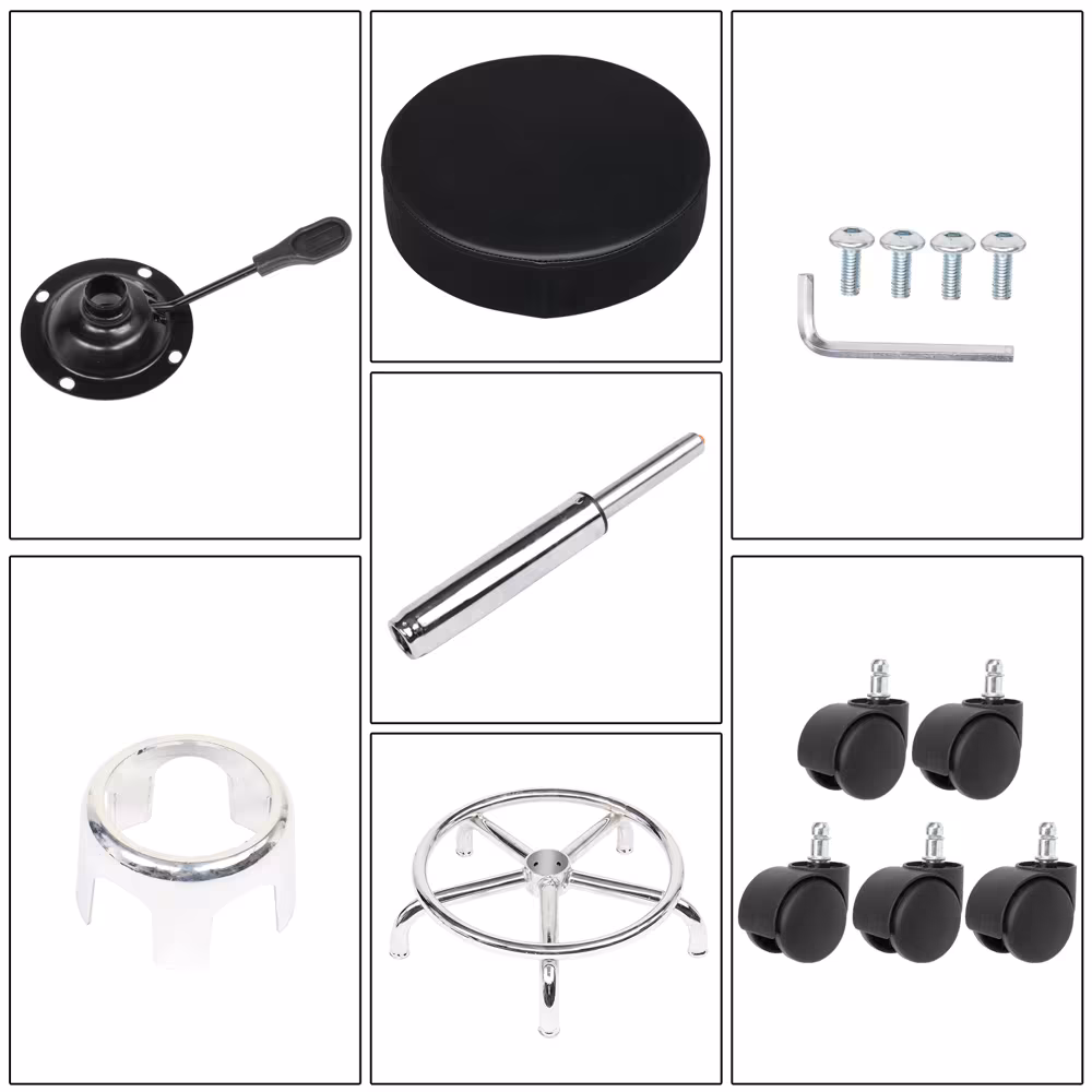 Semi-PU Leather SGS Certified Air Bar Shaped Cotton 8cm Thickness Nylon Wheel 150kg Black Technician Stool Round Cushion
