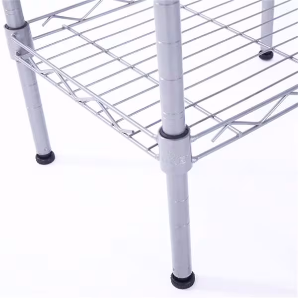Rectangular Four Story Household Storage Rack, Silver Gray