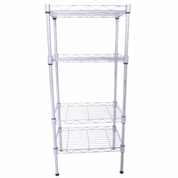 Rectangular Four Story Household Storage Rack, Silver Gray