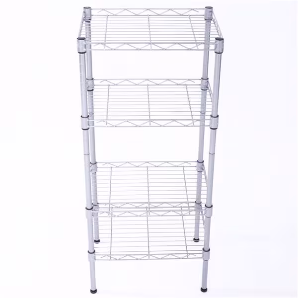 Rectangular Four Story Household Storage Rack, Silver Gray