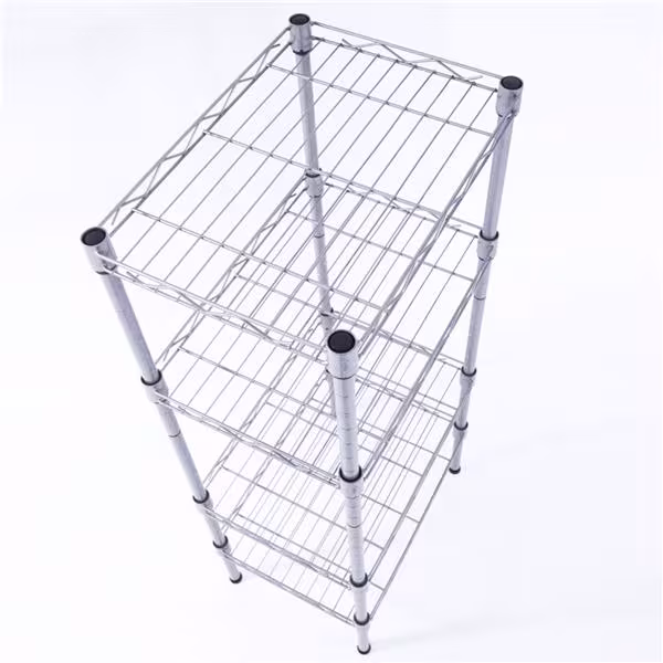 Rectangular Four Story Household Storage Rack, Silver Gray