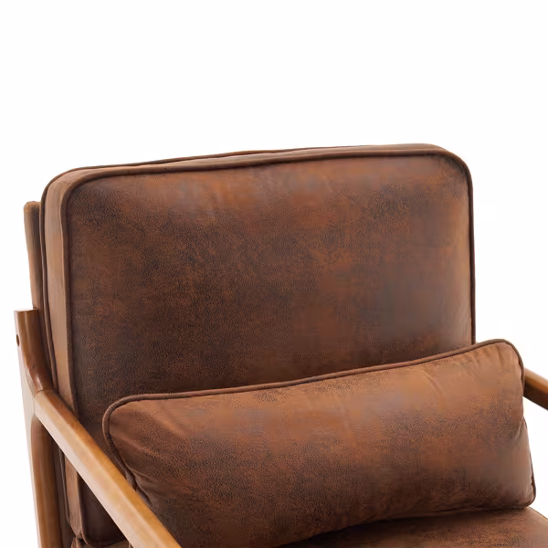 Armrests, Single Lounge Chair, Oak, Upholstered, Foil Stamping Cloth, Orange, Interior Lounge Chair, N101