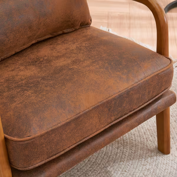 Armrests, Single Lounge Chair, Oak, Upholstered, Foil Stamping Cloth, Orange, Interior Lounge Chair, N101