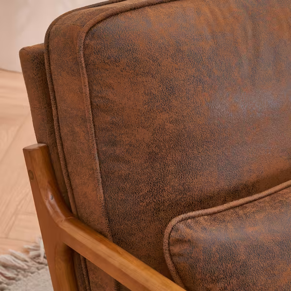 Armrests, Single Lounge Chair, Oak, Upholstered, Foil Stamping Cloth, Orange, Interior Lounge Chair, N101
