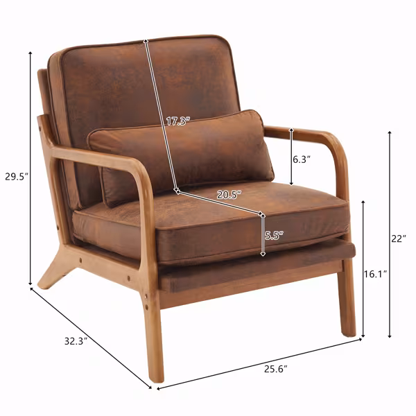 Armrests, Single Lounge Chair, Oak, Upholstered, Foil Stamping Cloth, Orange, Interior Lounge Chair, N101
