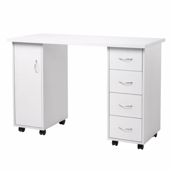 White 120X54X81cm One Door Four Drawers Computer Desk Nail Art Table 1PC