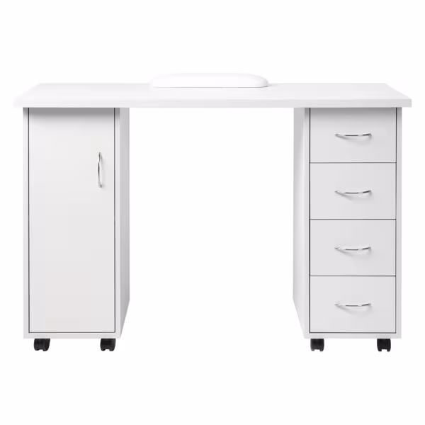 White 120X54X81cm One Door Four Drawers Computer Desk Nail Art Table 1PC