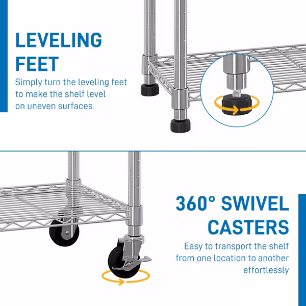 Six-layer Free Combination And Disassembly With 1 Row Of Side Hooks With Adjusting Feet And Wheels Iron Can Freely Adjust The Spacing Of Layers Household Shelves 117X45X208cm Baked Lacquered Silver