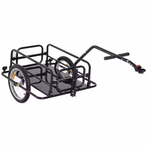 Aosom Bike Cargo Trailer, Bicycle Trailer, Heavy-Duty Bike Wagon Cart, Foldable Compact Storage, With Universal Hitch, 16 Wheels, 88 Lbs. Capacity, Black
