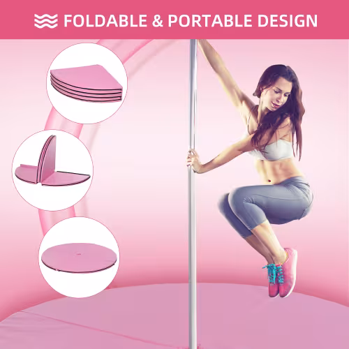 Soozier Pole Dance Mat, 2T X 5W Folding Pole Dance Mat For Home, Lightweight And Foldable, Pink