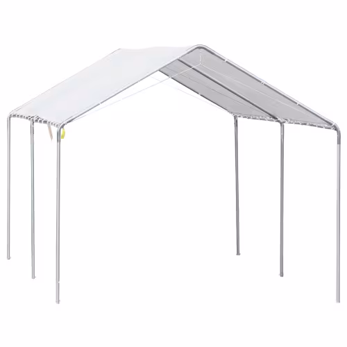 Outsunny 10x20 Carport Heavy Duty Galvanized Car Canopy With Included Anchor Kit, 3 Reinforced Steel Cables, White