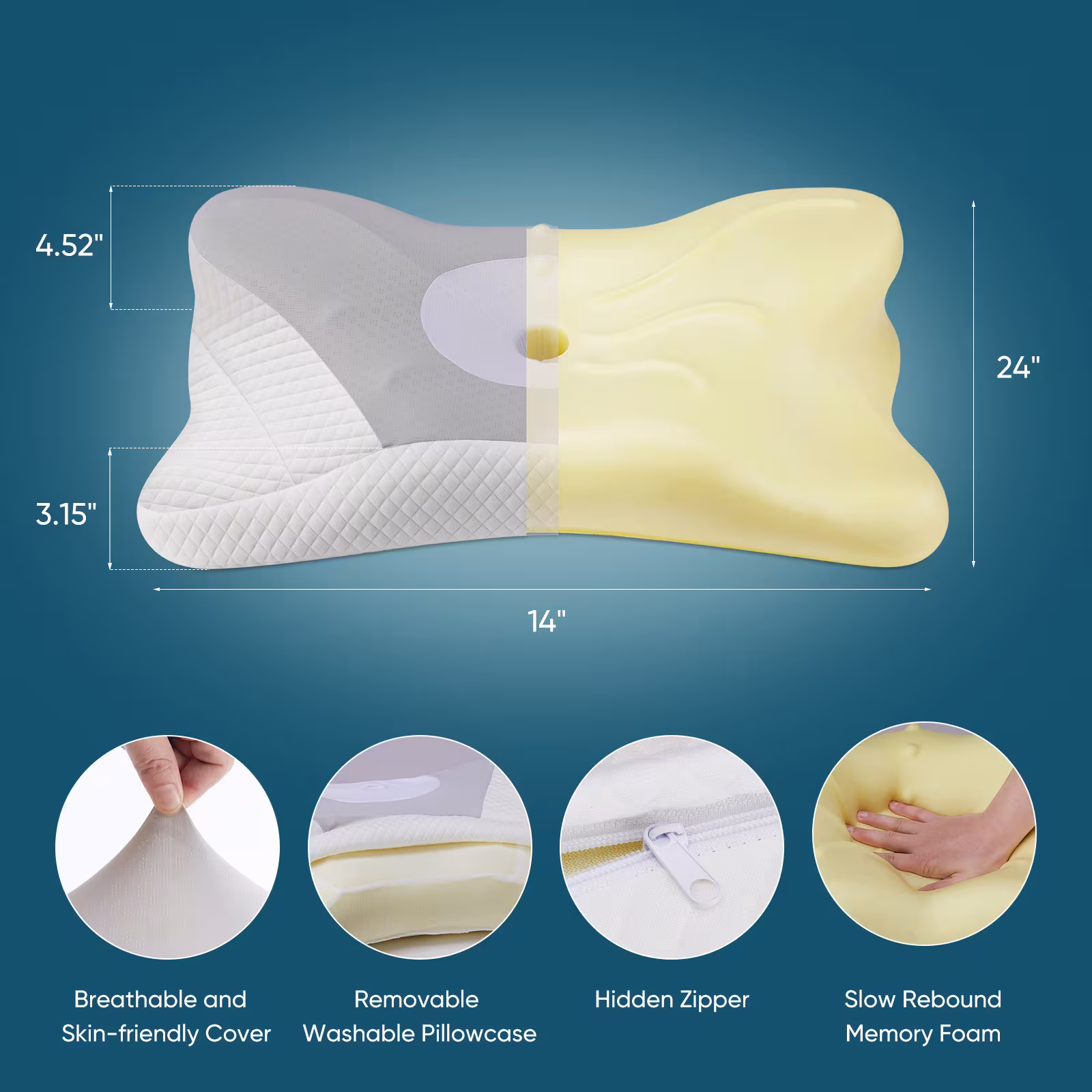 Ergonomic Foam Neck Pillow, Neck Support, Neck Protection Good Sleep