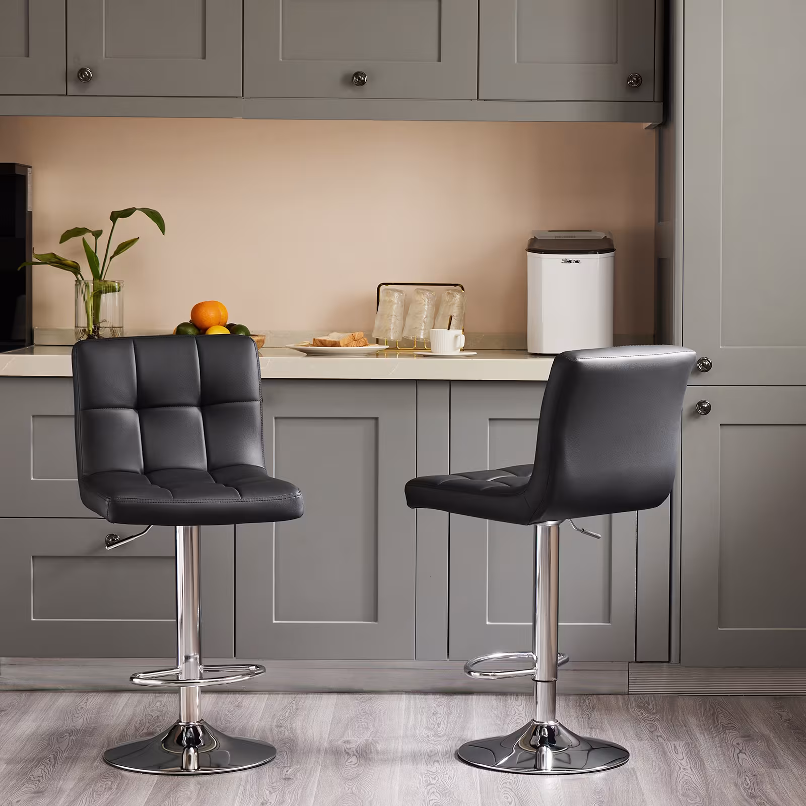 Square Cushion Bar Stool With Backrest