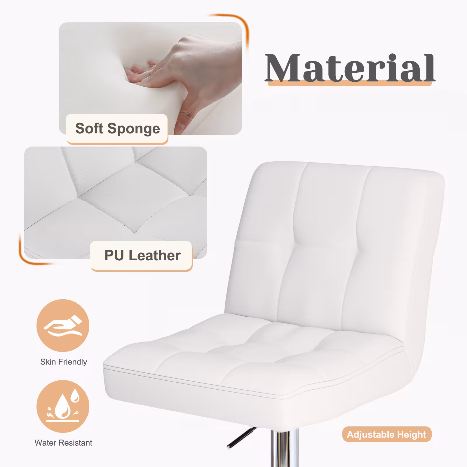 Square Cushion Bar Stool With Backrest
