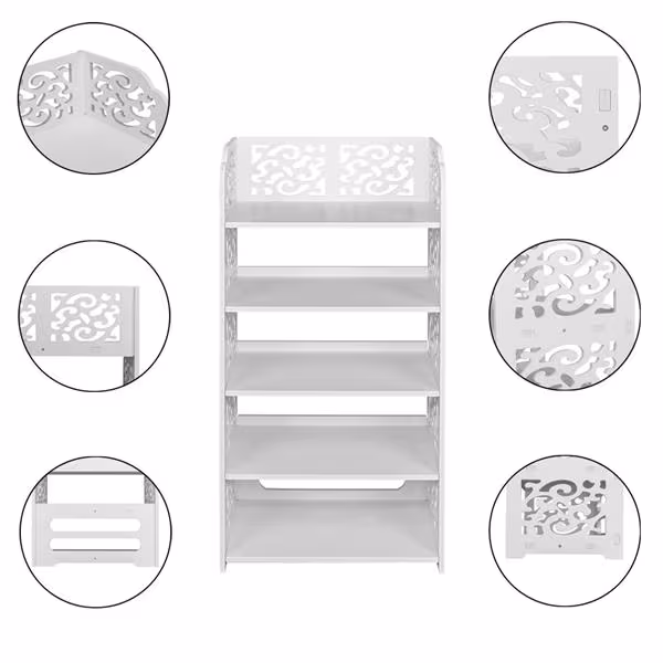 WPC - 5 Layers Carved Shoe Rack - A - 42X24X80cm