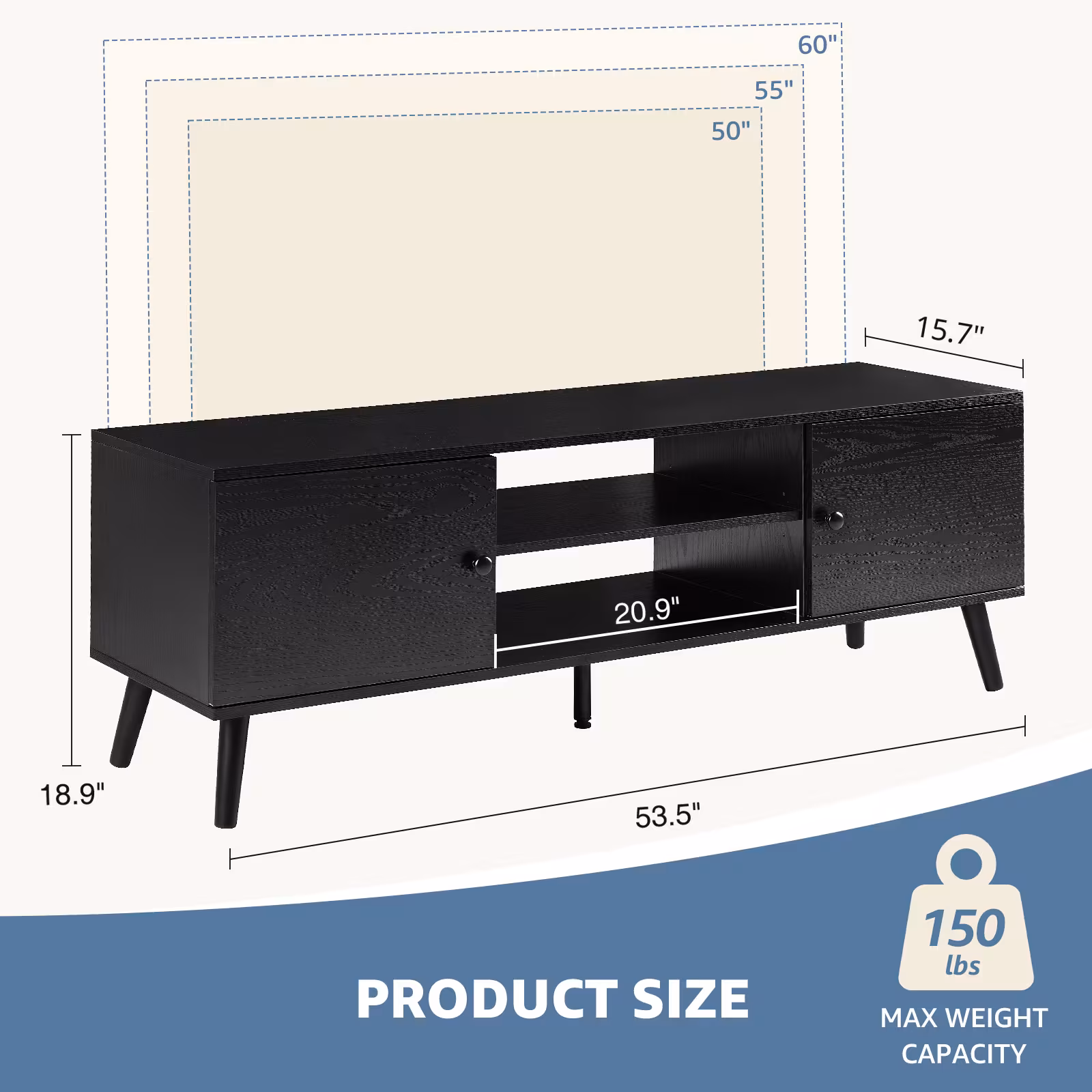 Panel TV Cabinet Can Store Black Cabinets, Suitable For Home Living Room Office TV Cabinet