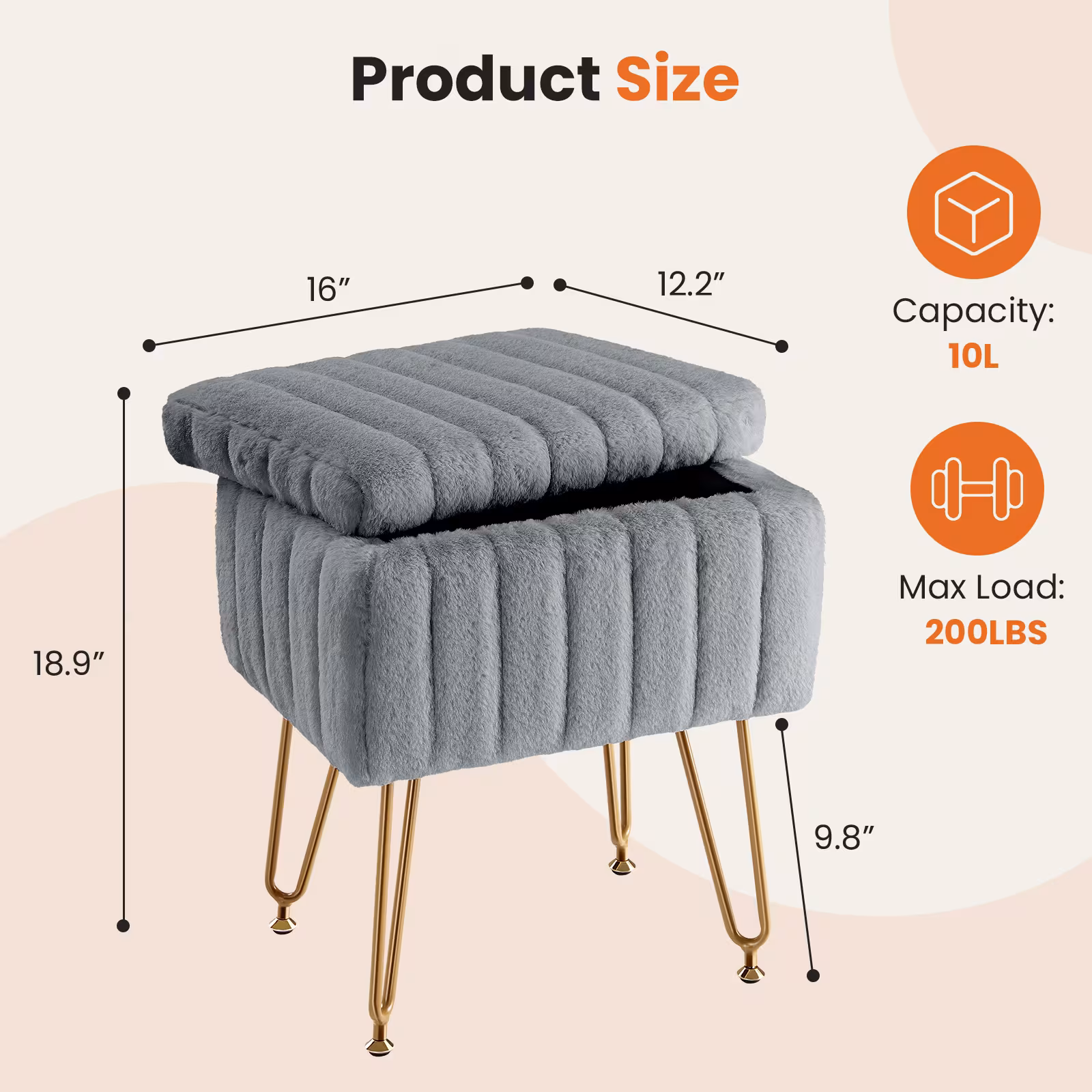 Dressing Stool And Chair With Storage Space