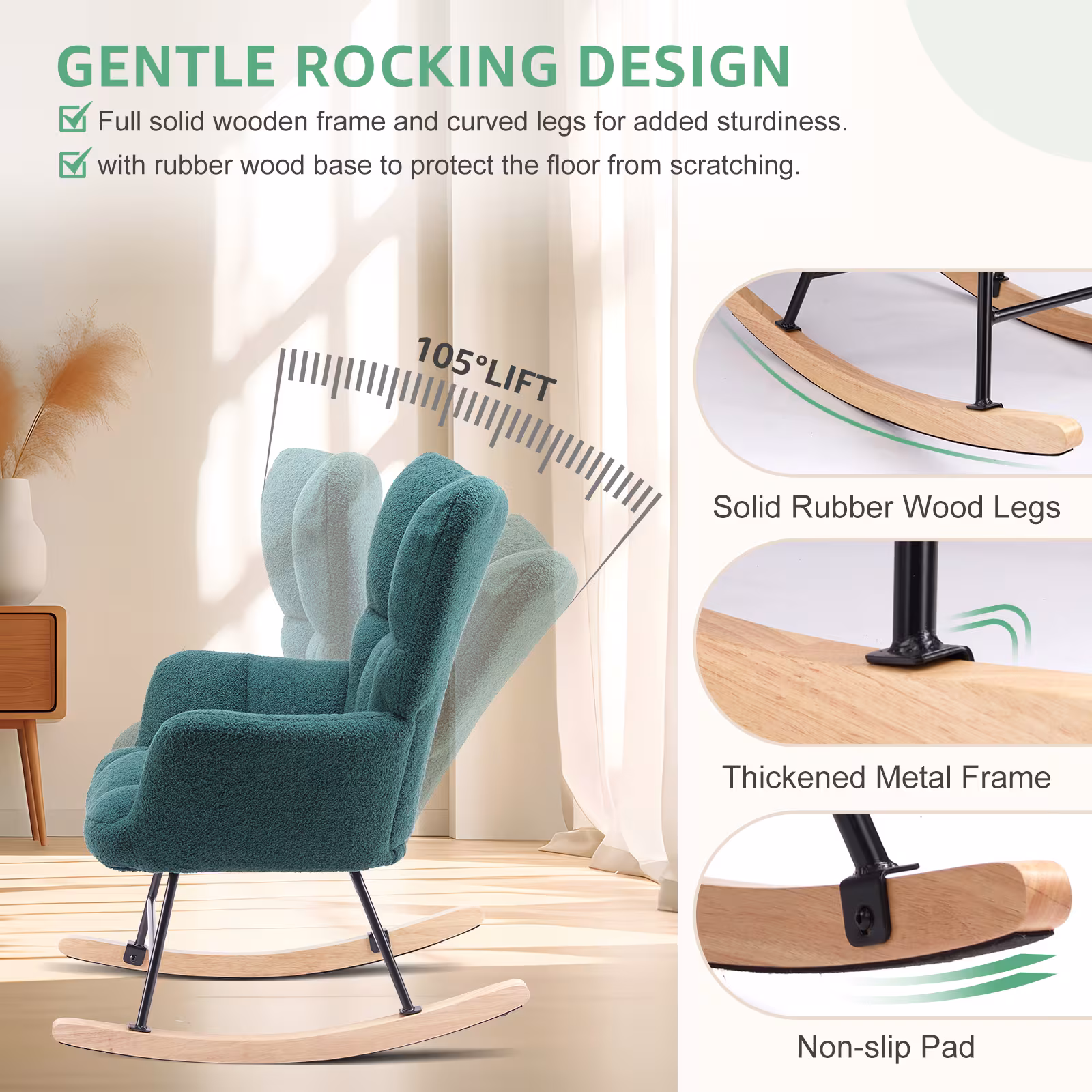 Teddy Fabric Gliding Rocking Chair