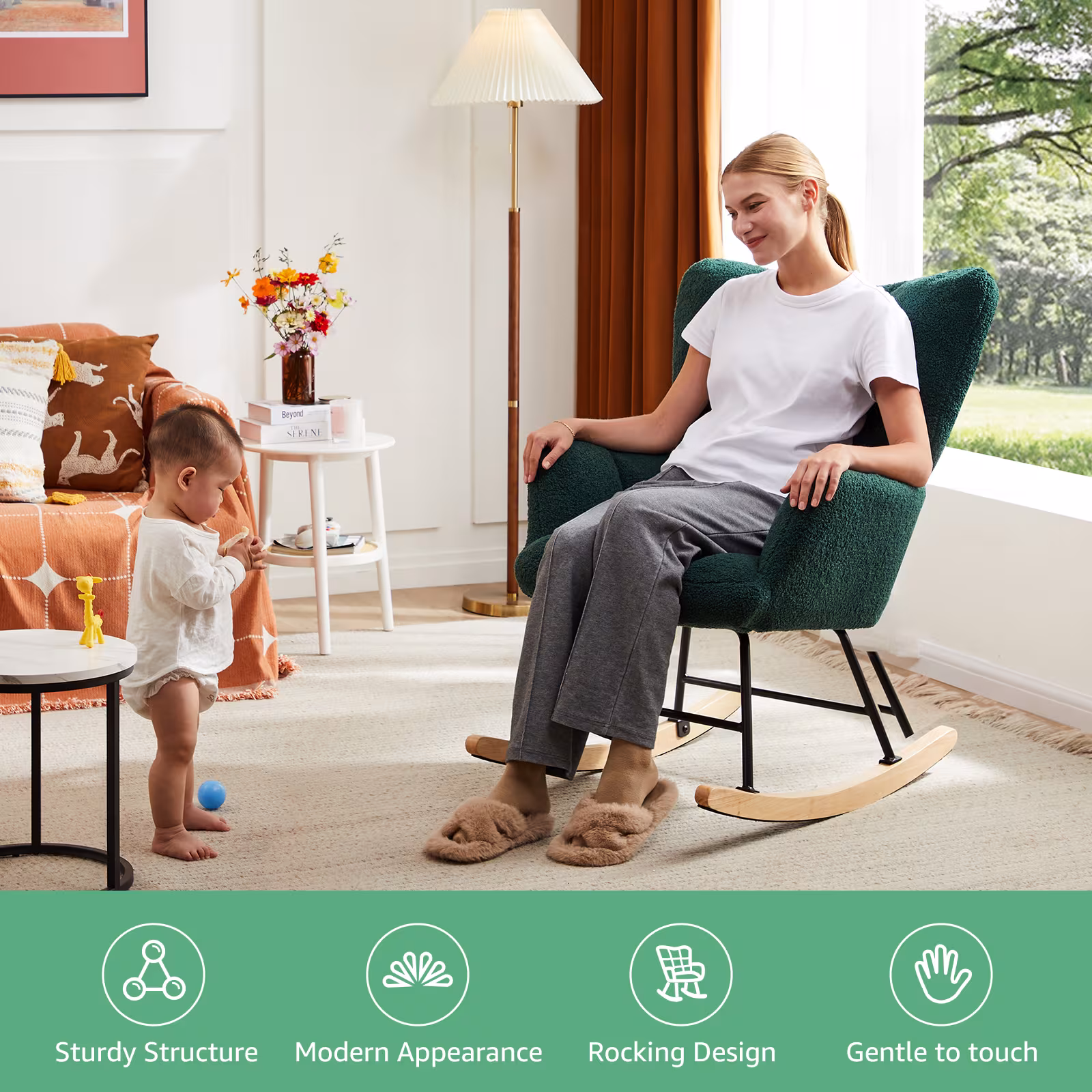 Teddy Fabric Gliding Rocking Chair