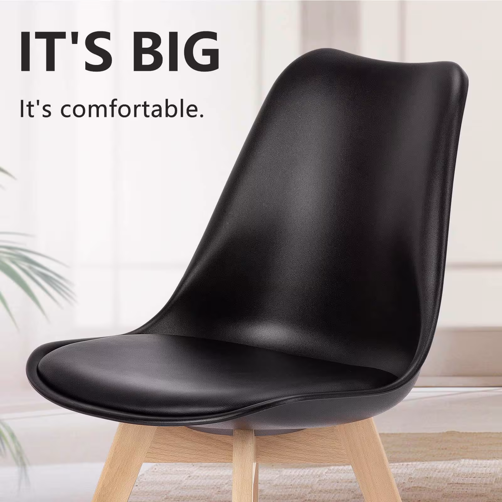 PU Leather Upholstered Dining Chairs With Wood Legs, Set Of 4 For Kitchen, Dining, Living Room