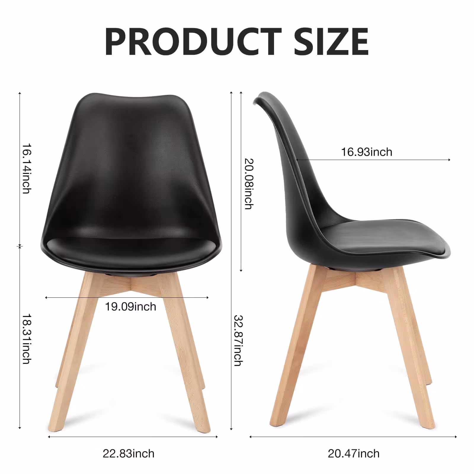 PU Leather Upholstered Dining Chairs With Wood Legs, Set Of 4 For Kitchen, Dining, Living Room