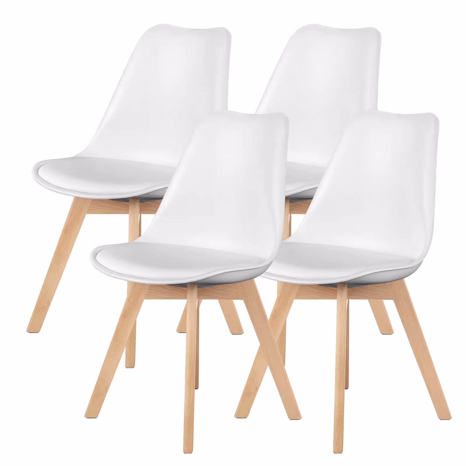 PU Leather Upholstered Dining Chairs With Wood Legs, Set Of 4 For Kitchen, Dining, Living Room