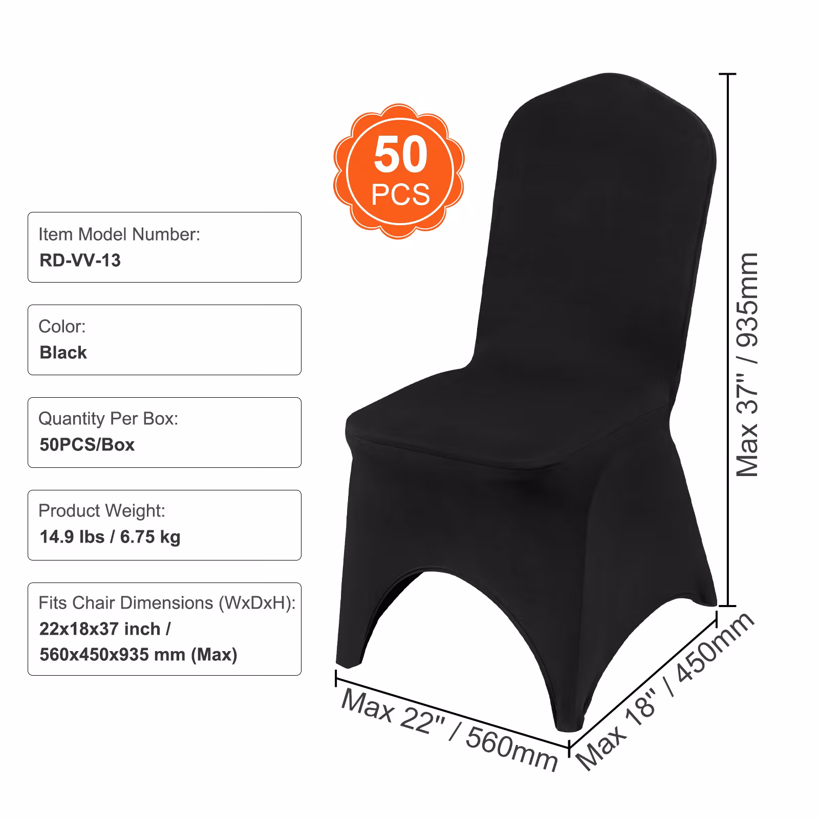 VEVOR Stretch Spandex Folding Chair Covers, Universal Fitted Arched Front Cover, Removable Washable Protective Slipcovers, For Wedding, Holiday, Banquet, Party, Celebration, Dining