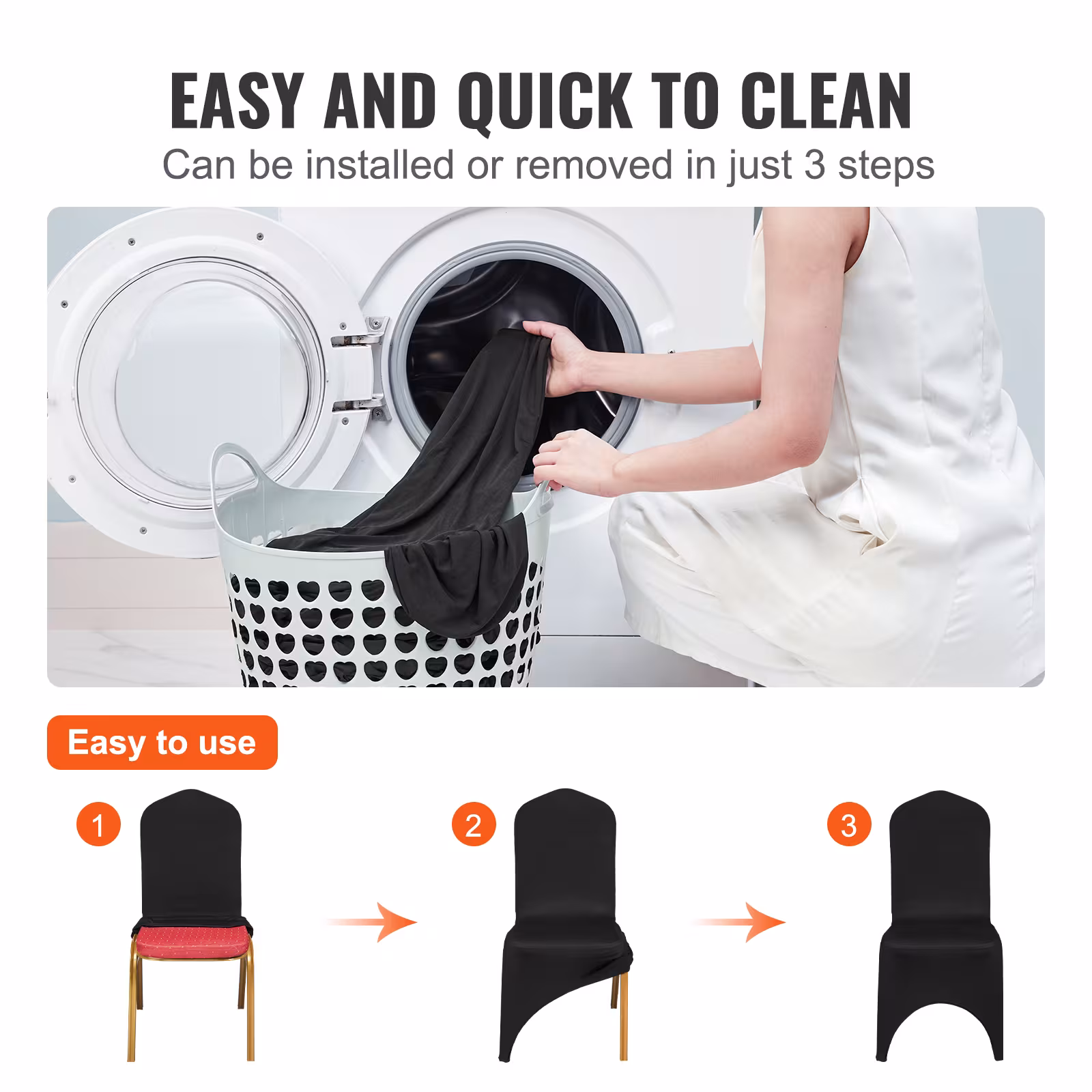 VEVOR Stretch Spandex Folding Chair Covers, Universal Fitted Arched Front Cover, Removable Washable Protective Slipcovers, For Wedding, Holiday, Banquet, Party, Celebration, Dining