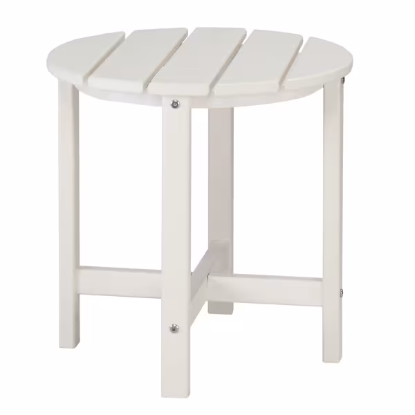 45.5x45.5x45.5cm Single Layer Round White HDPE Side Table