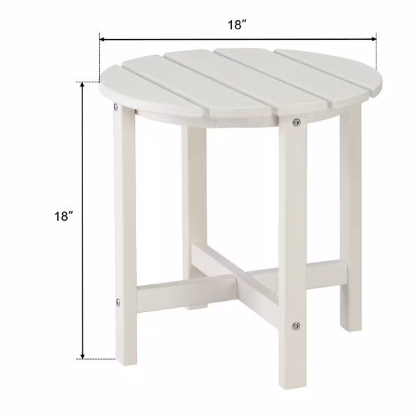 45.5x45.5x45.5cm Single Layer Round White HDPE Side Table