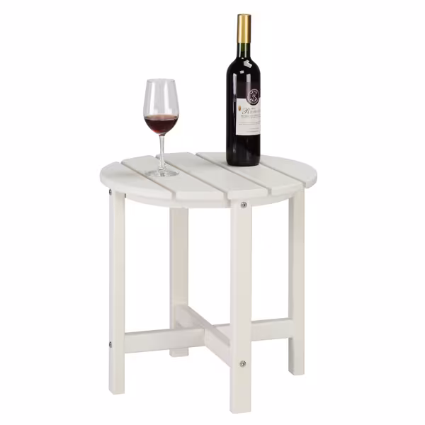 45.5x45.5x45.5cm Single Layer Round White HDPE Side Table