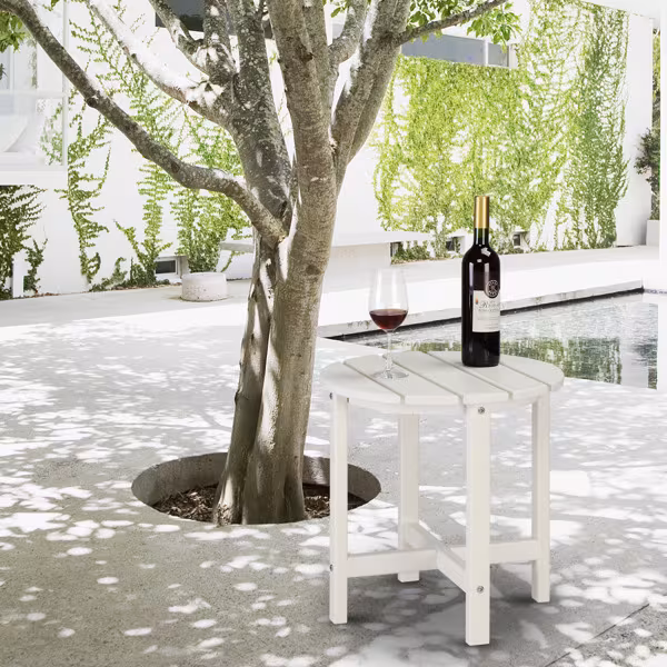 45.5x45.5x45.5cm Single Layer Round White HDPE Side Table