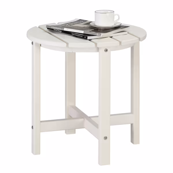 45.5x45.5x45.5cm Single Layer Round White HDPE Side Table