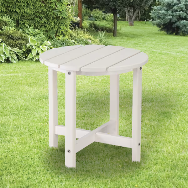 45.5x45.5x45.5cm Single Layer Round White HDPE Side Table