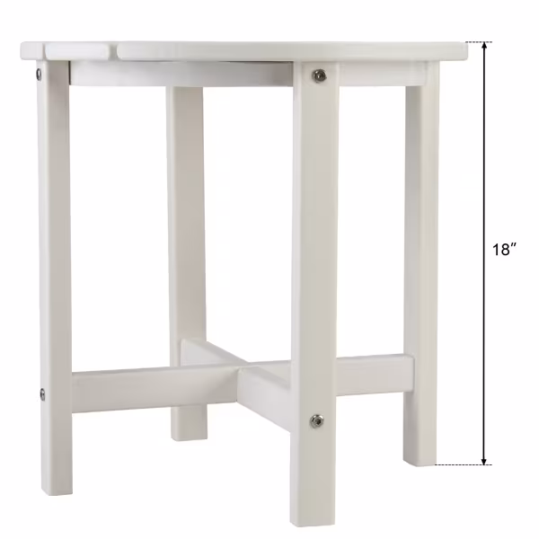 45.5x45.5x45.5cm Single Layer Round White HDPE Side Table