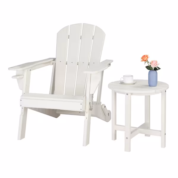 45.5x45.5x45.5cm Single Layer Round White HDPE Side Table