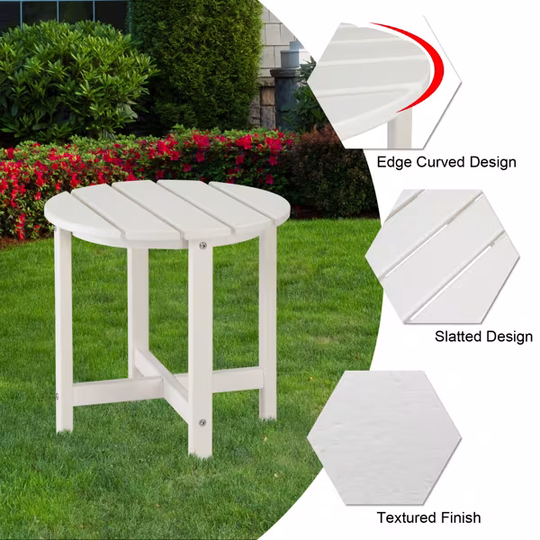 45.5x45.5x45.5cm Single Layer Round White HDPE Side Table